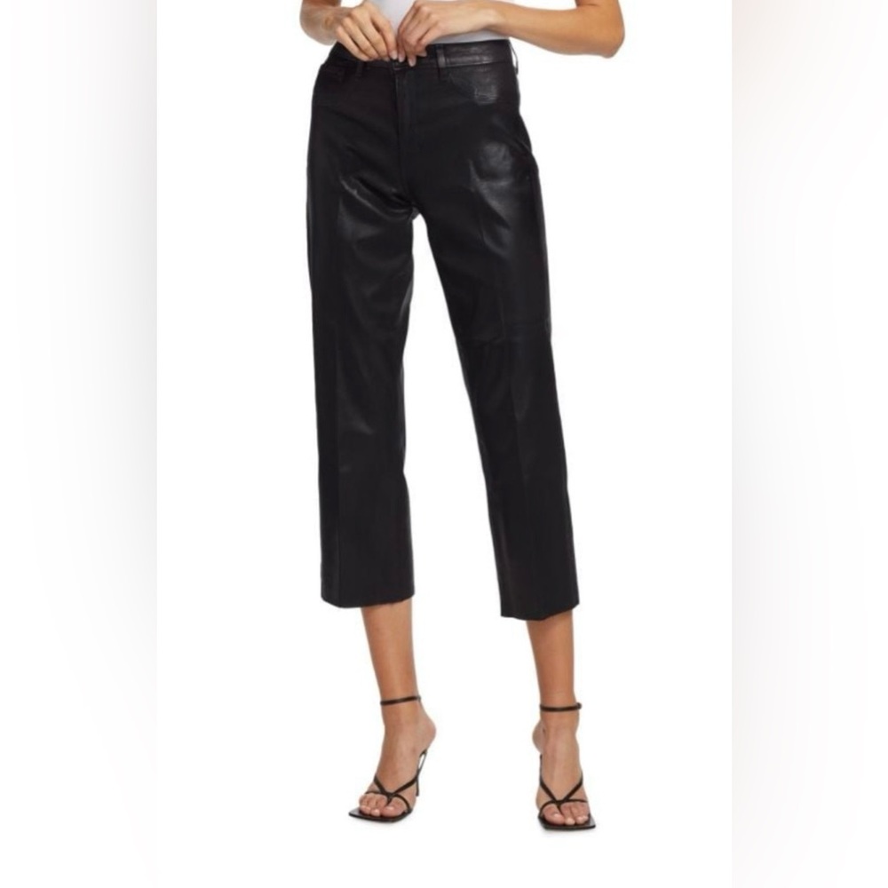 L'AGENCE Black Coated Denim Wide Leg Pants